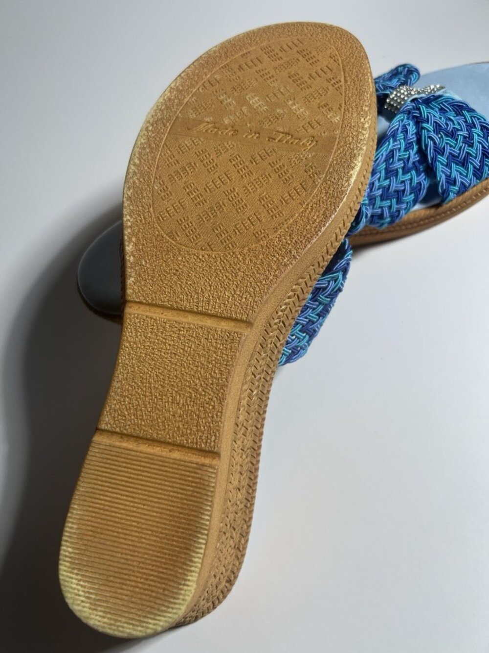 Italian Shoemakers Rhinestone Wedge Sandals Blue Women’s Size 9.5 - Picture 11 of 14